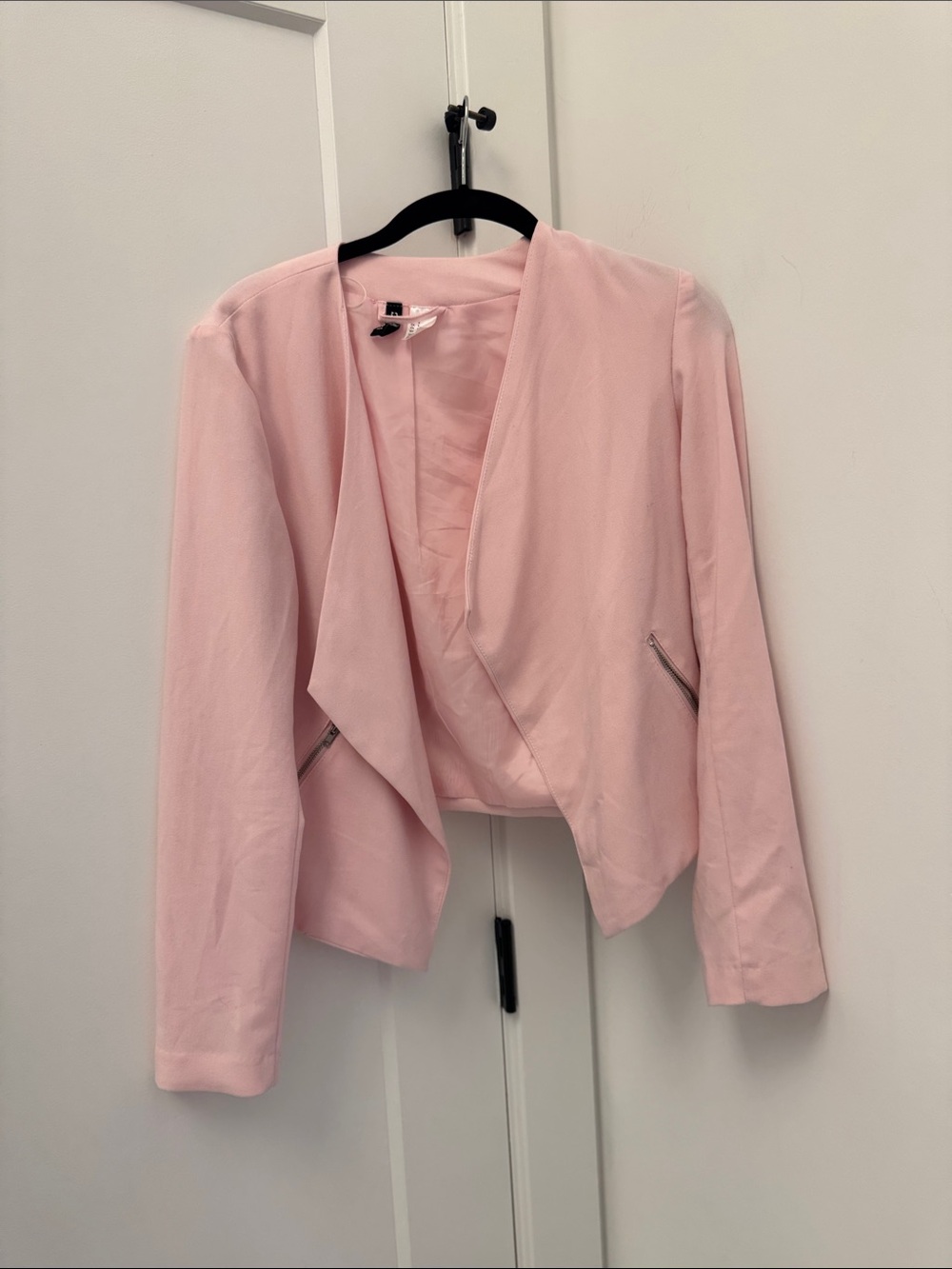 H&M Light Pink Draped Open-Front Blazer Jacket